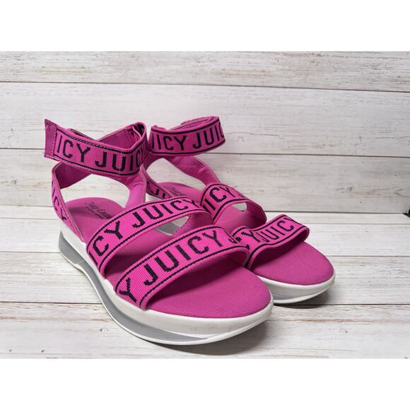 Juicy Couture Impulse Wedge Sandals w/ Strappy Ankle Women’s Size 10 HOT PINK - Picture 1 of 5